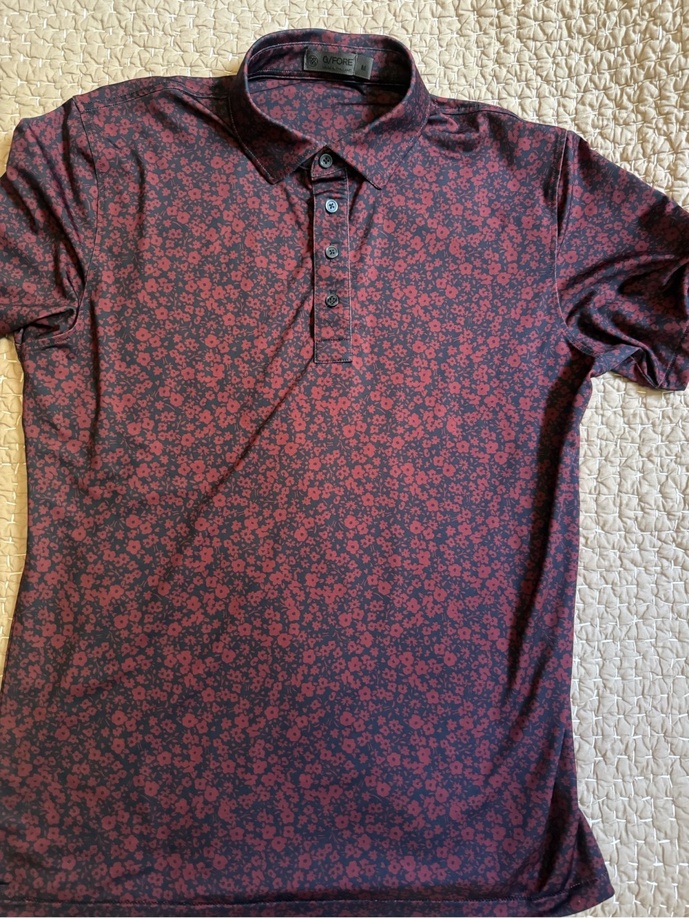G/FORE Men's Burgundy Floral Polo